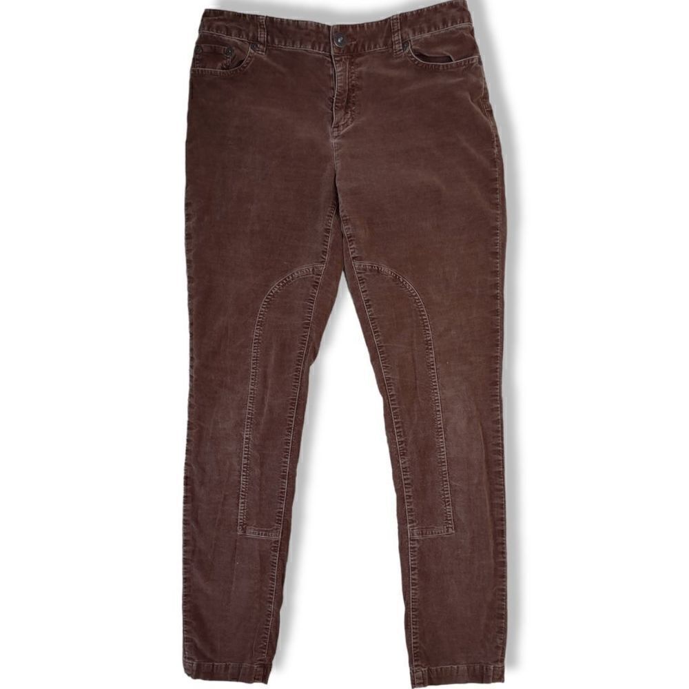 Coldwater Creek Brown Pant Velvet Riding Style Seams 8
